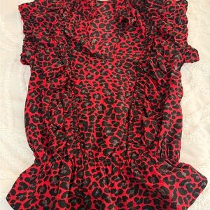 Zadig & Voltaire Red and Black Leopard Blouse